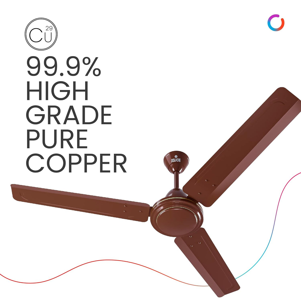 Polycab Nippy 1-Star 1200mm High Speed Ceiling Fan (Luster Brown)
