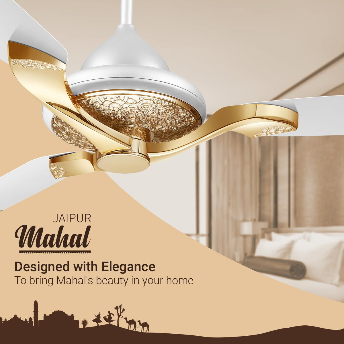 RR Signature Jaipur Mahal 1320mm Designer Ceiling Fan (Agaria White)