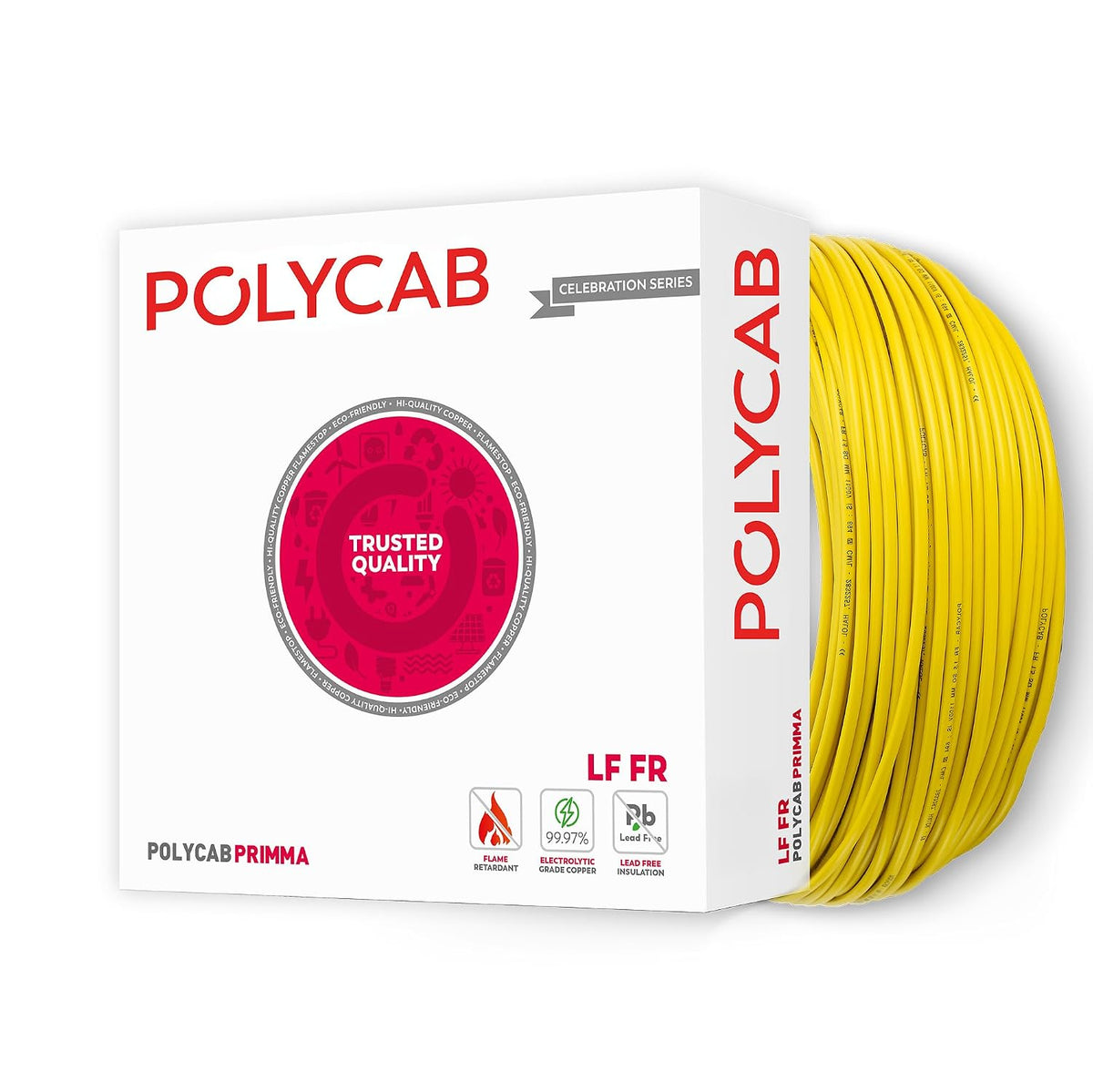 Polycab Primma 1 sq mm Copper Wire, 90M【Yellow】