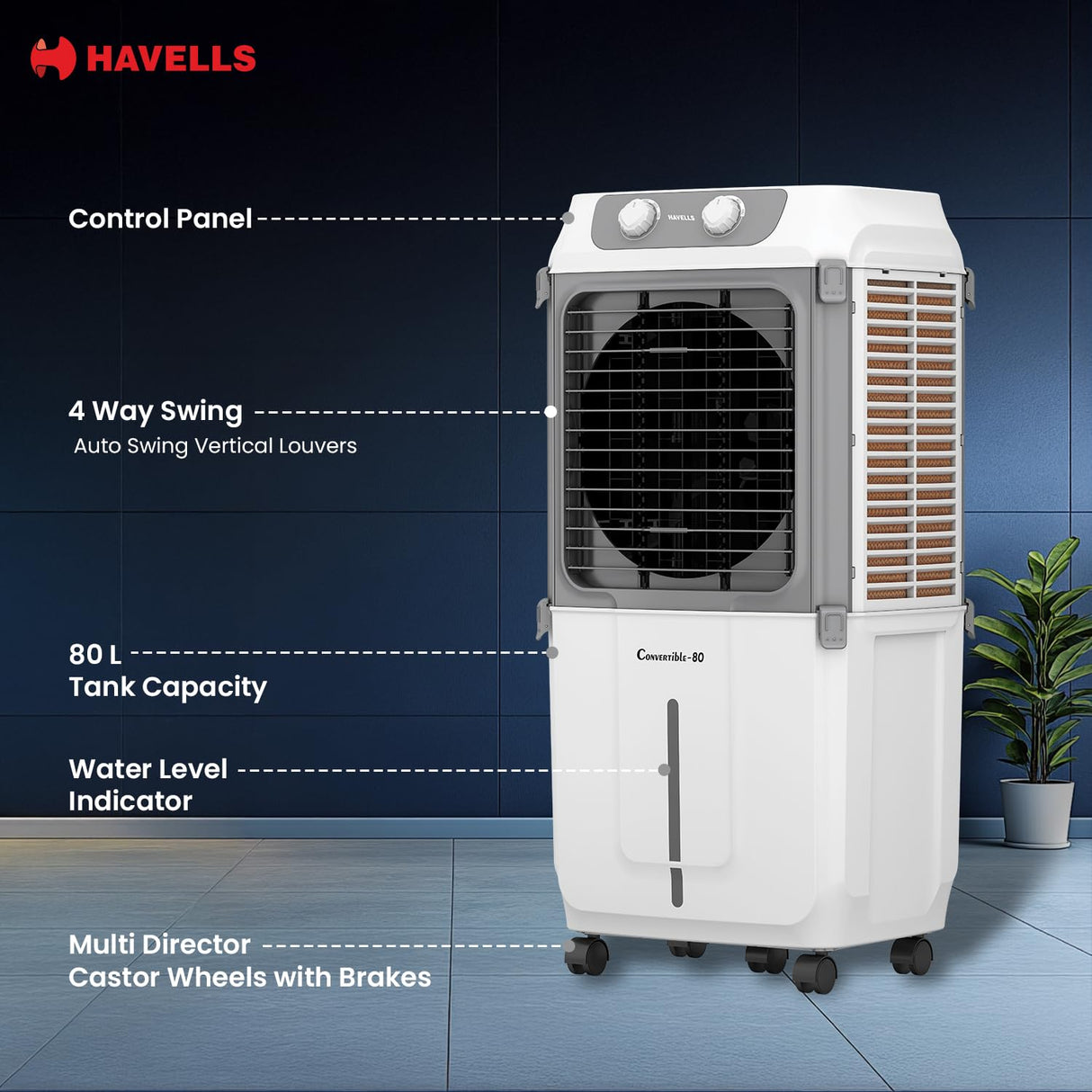 Havells 2-in-1 Convertible 80 L Desert Air Cooler