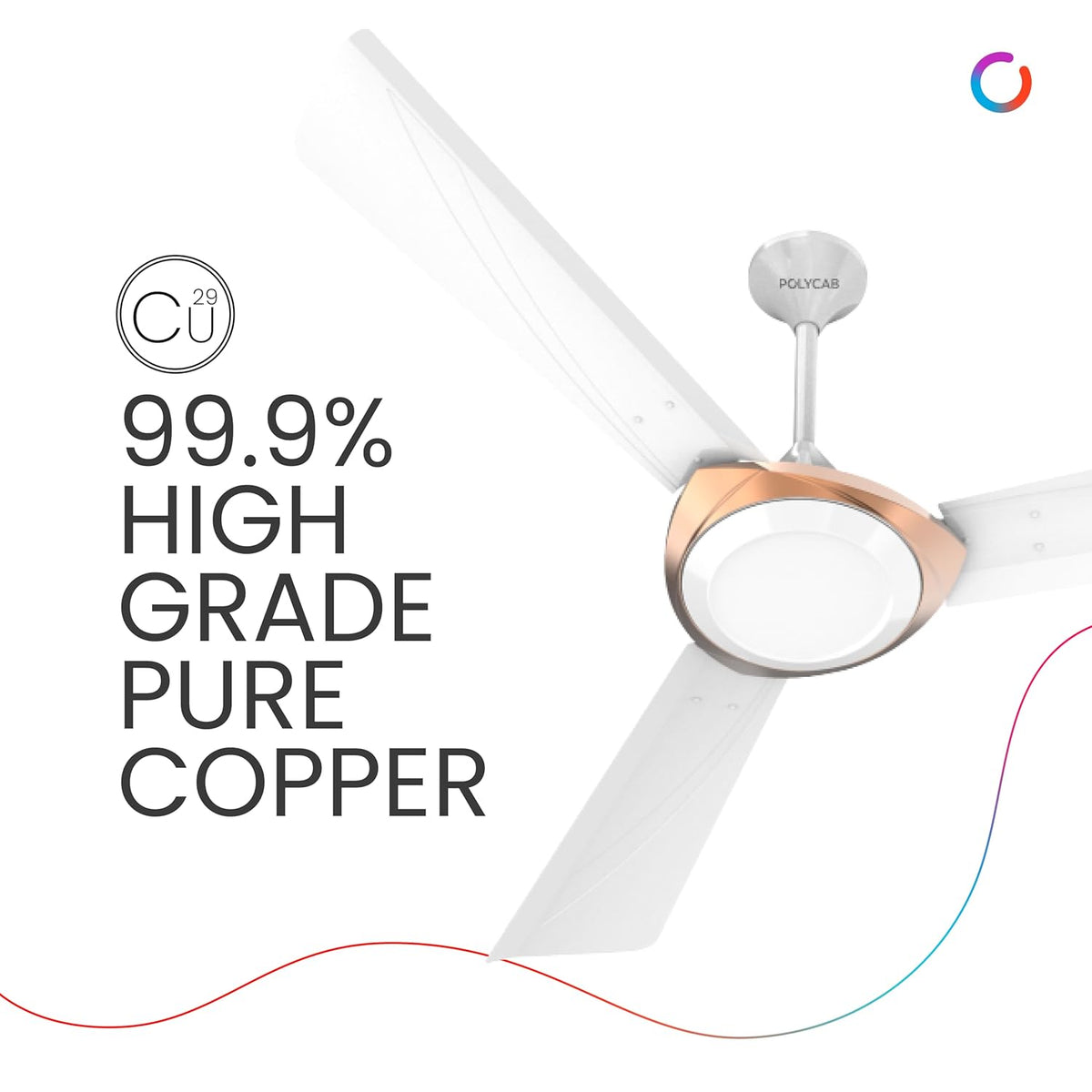Polycab Superb Neo 1200 mm High Speed Ceiling Fan (White Bronze Gold)