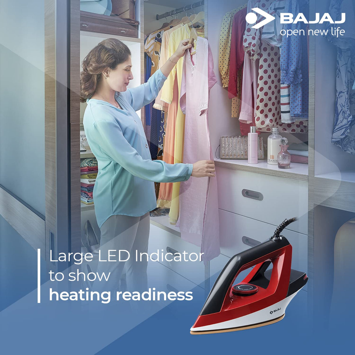 Bajaj Splendora 1100 Watts Dry Iron Red & Black