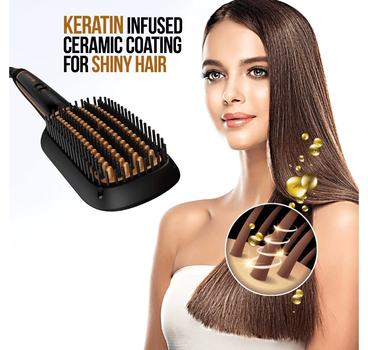 Hevells Ionic & Keratin Hair STRAIGHTENING Brush (Black) HS4211