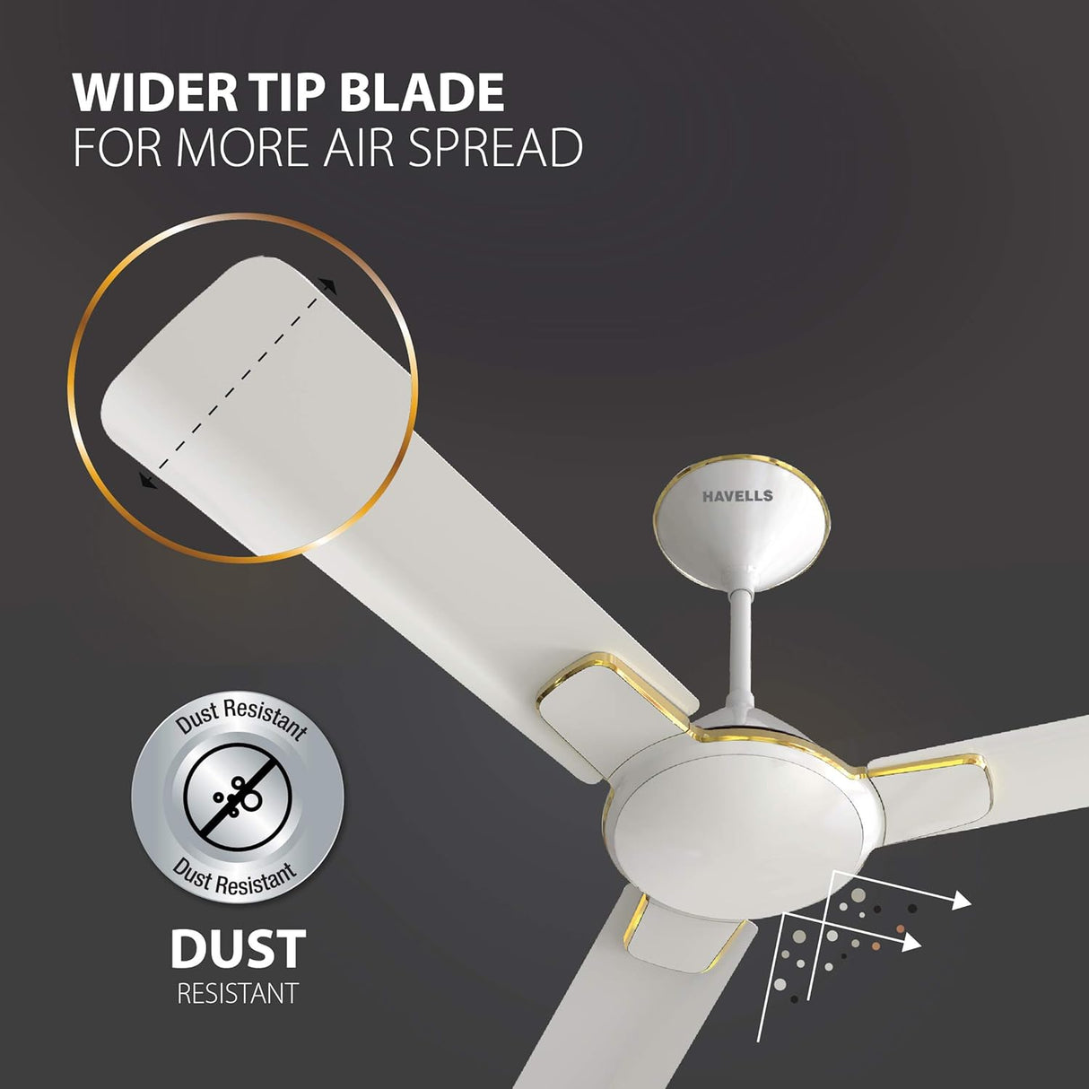 Havells Enticer 1400 mm Ceiling fan Pearl White Gold