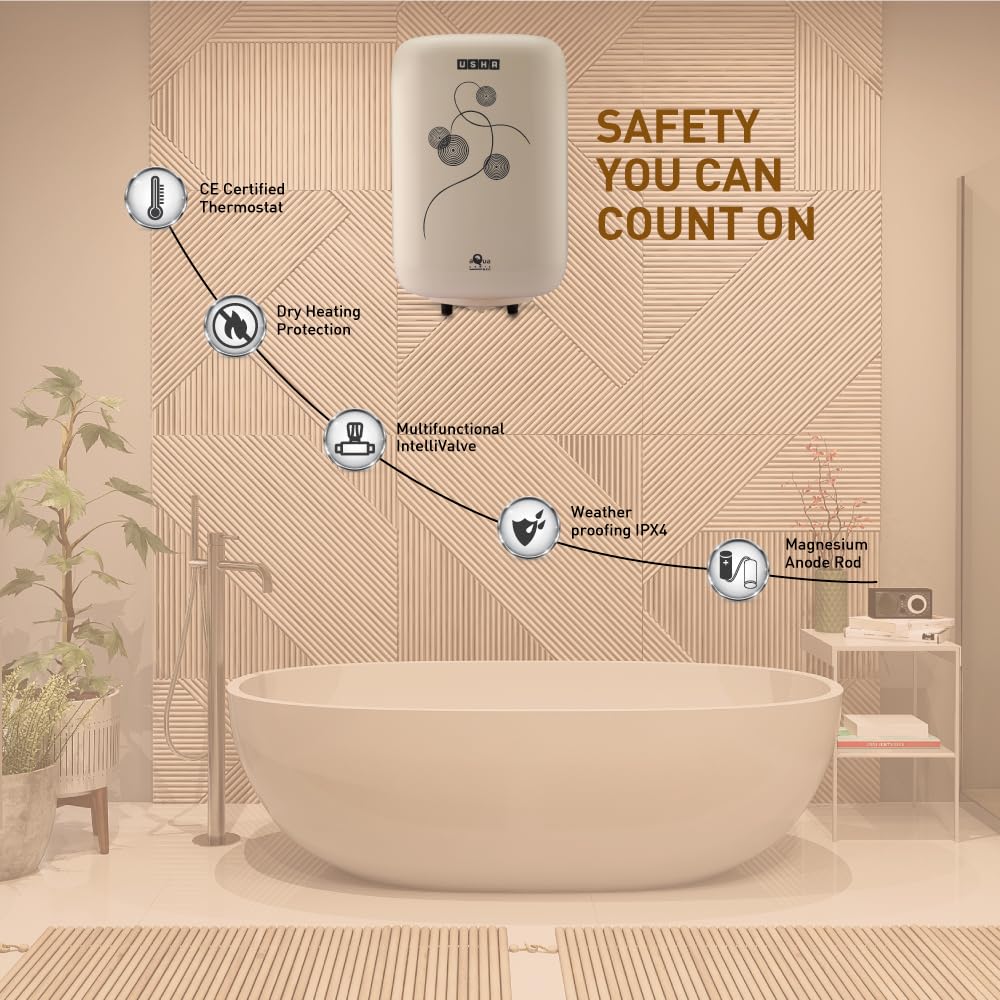 Usha Aquagenie Neo 10 Litre Storage Water Heater (Ivory)