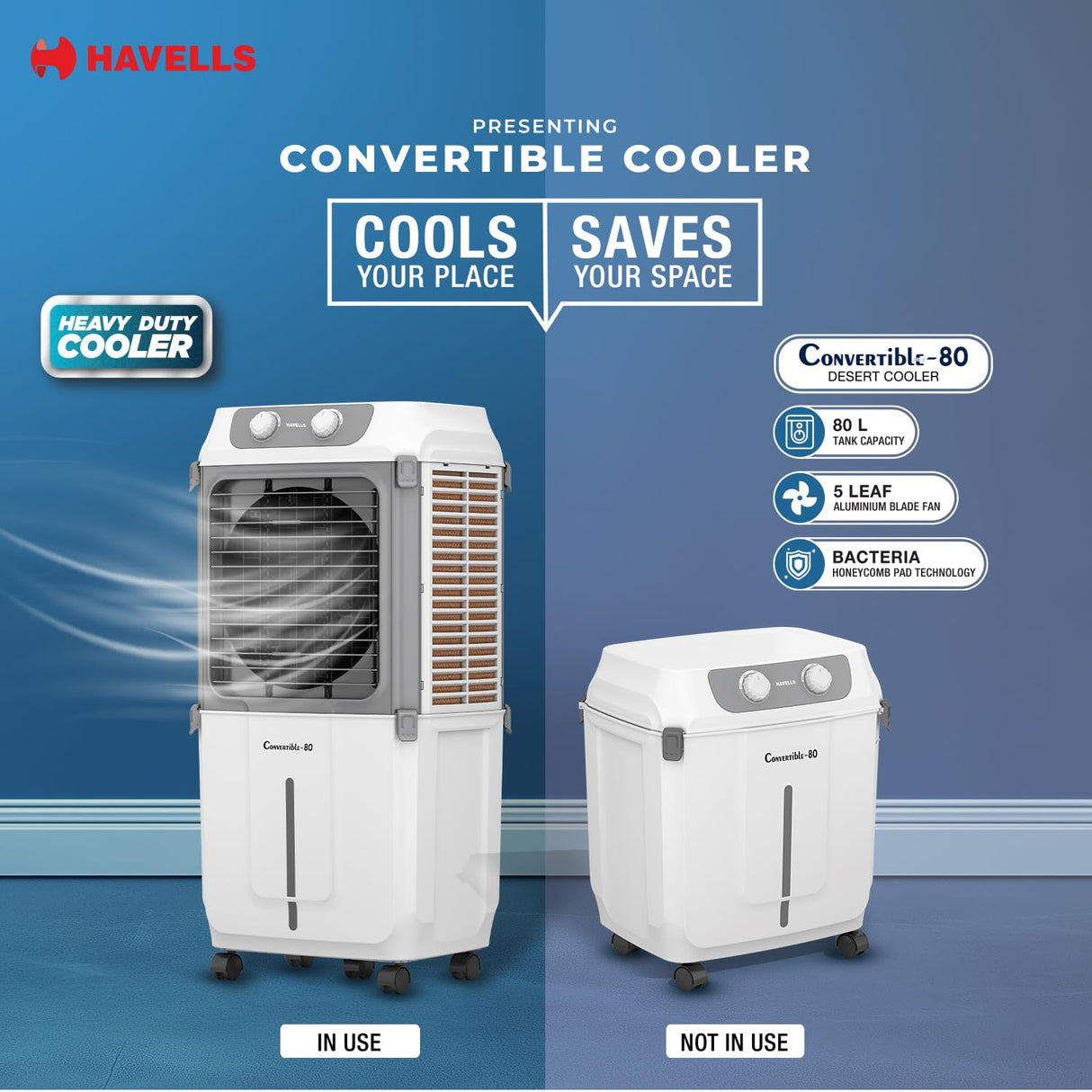 Havells 2-in-1 Convertible 80 L Desert Air Cooler