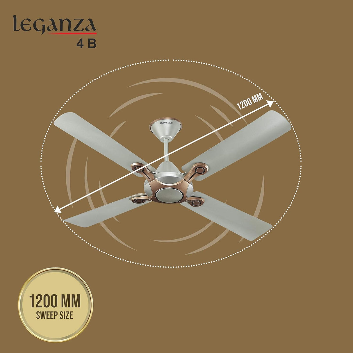 Havells Leganza 4 Blade 1200 mm Ceiling fan-Bronze Gold