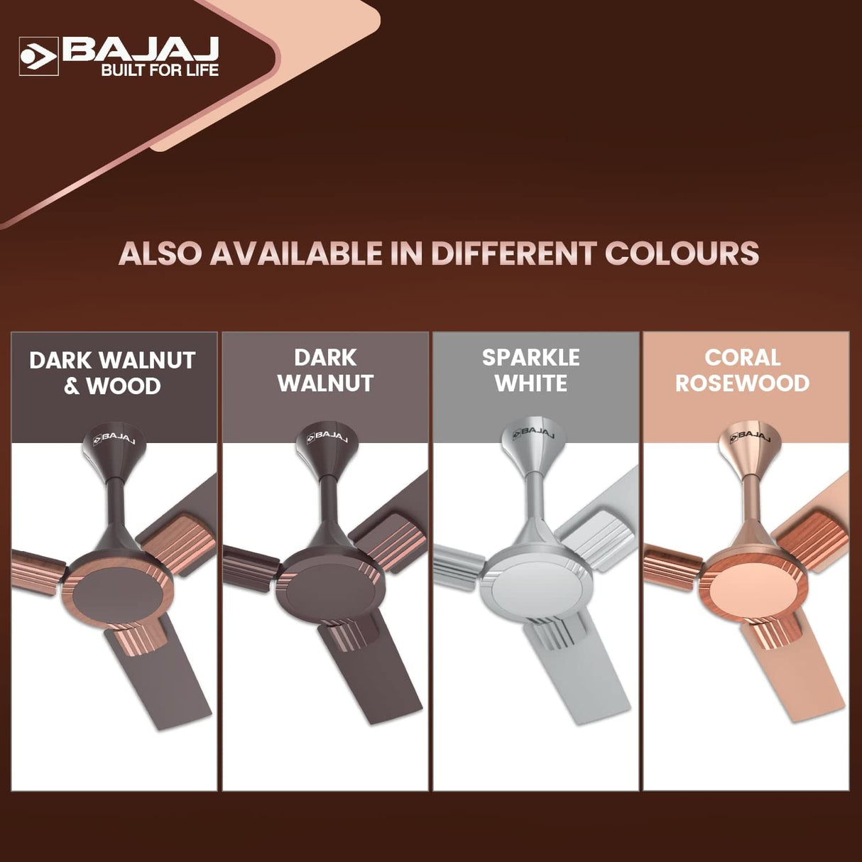 Bajaj Artisan 12S2 1200mm Energy Efficient Ceiling Fan (Coral Rose Wood)