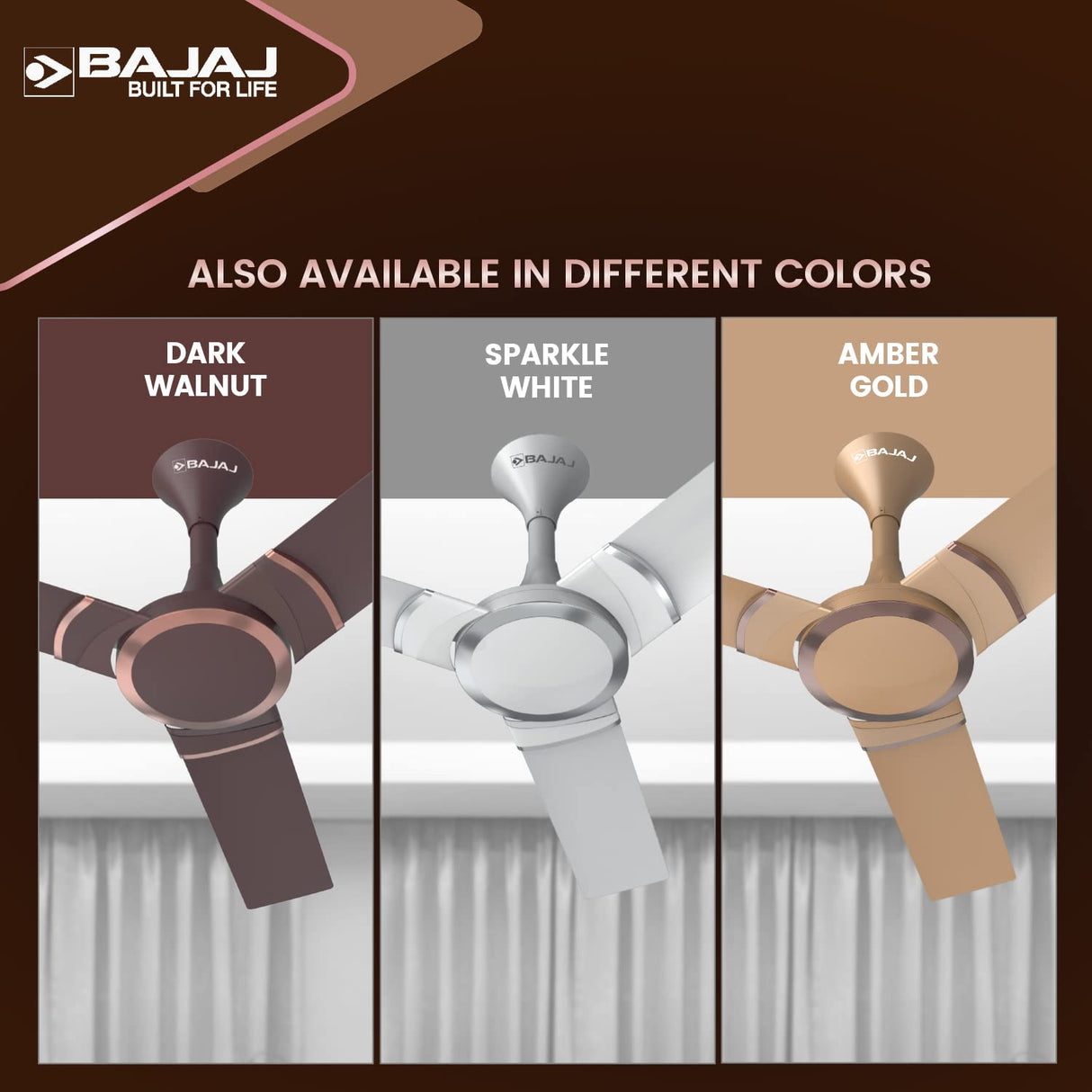 Bajaj Stylo 12S2 1200mm BEE 2 Star Ceiling Fans (Amber Gold)