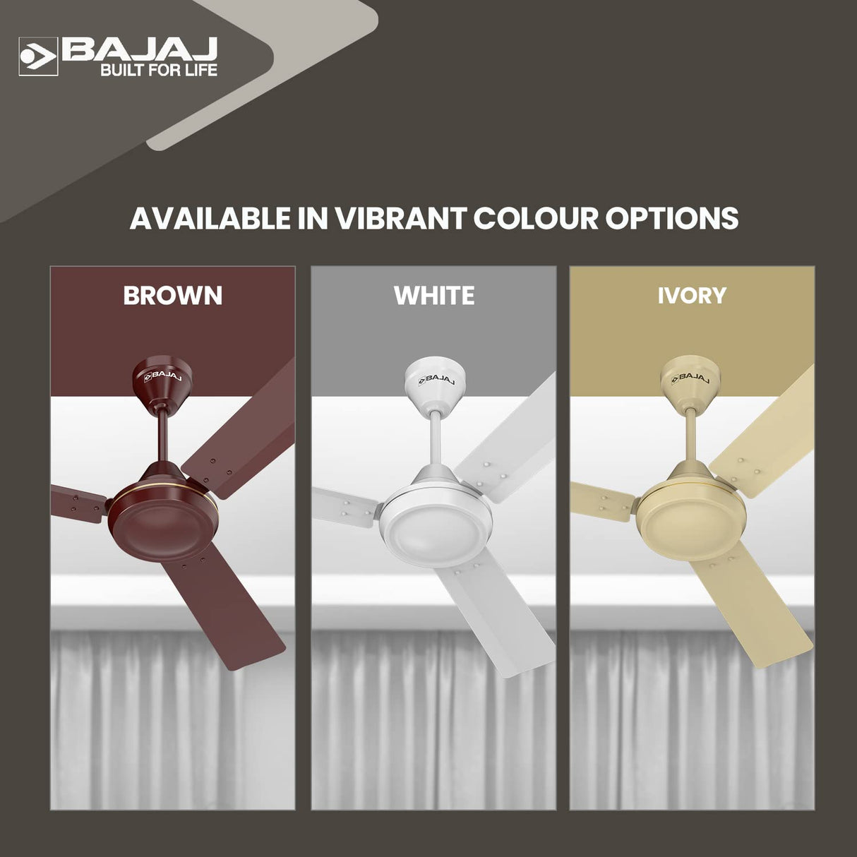 Bajaj Robusta 12S1 1200mm Energy Efficient Ceiling Fan (Base Ivory)