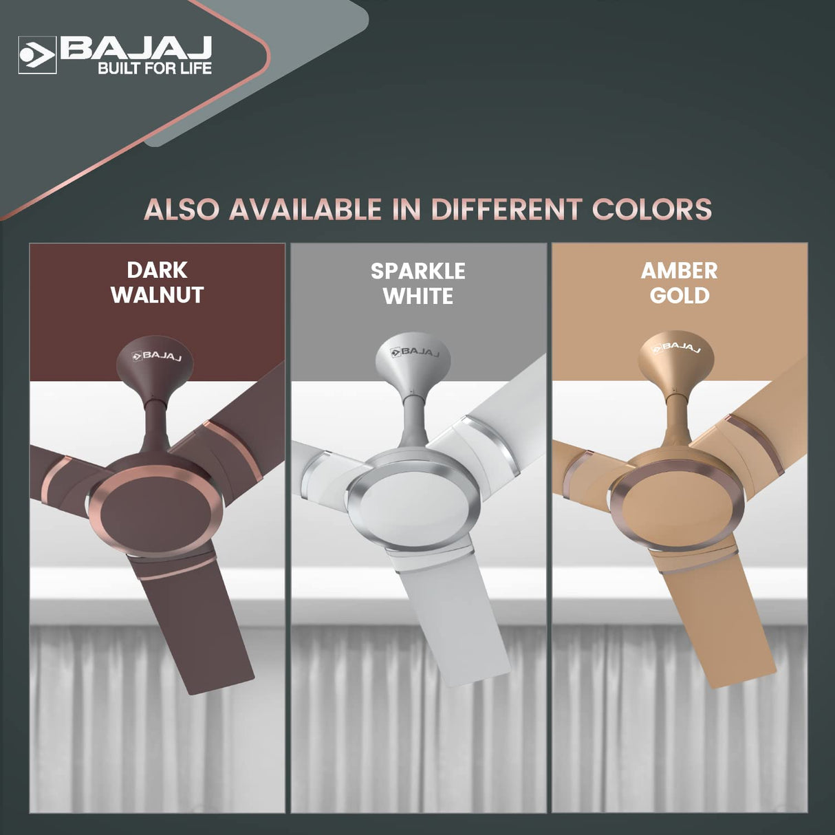 Bajaj Stylo 12S2 1200mm BEE 2 Star Ceiling Fans (Sparkle White)