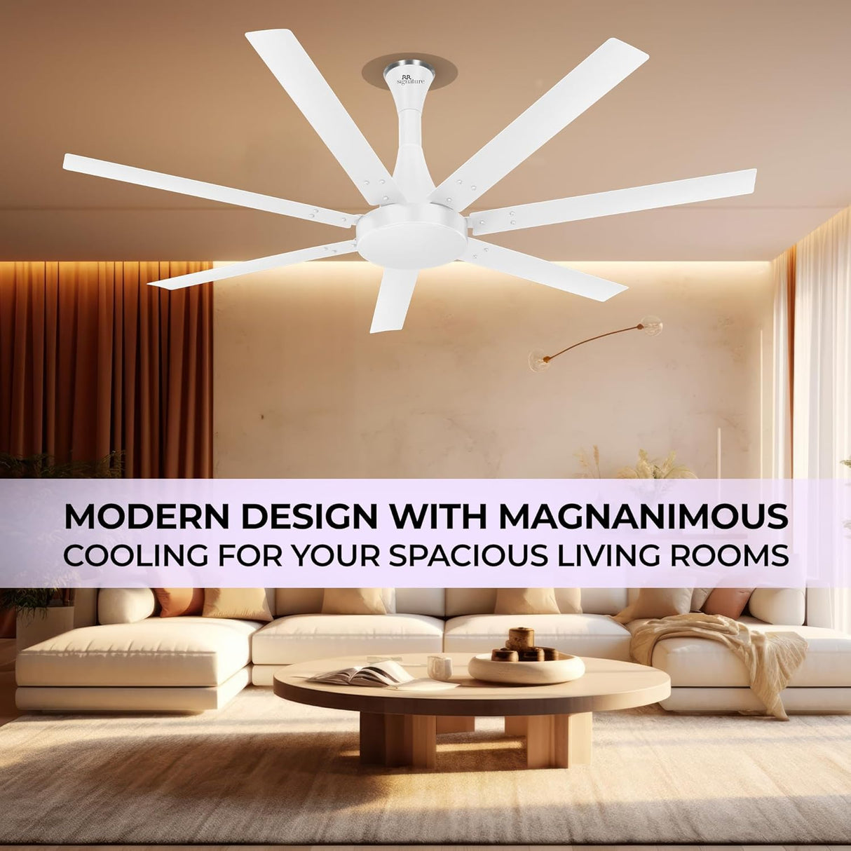 this aether flow ceilingfan comes with modern design with magnanimous cooling for your spacious living rooms