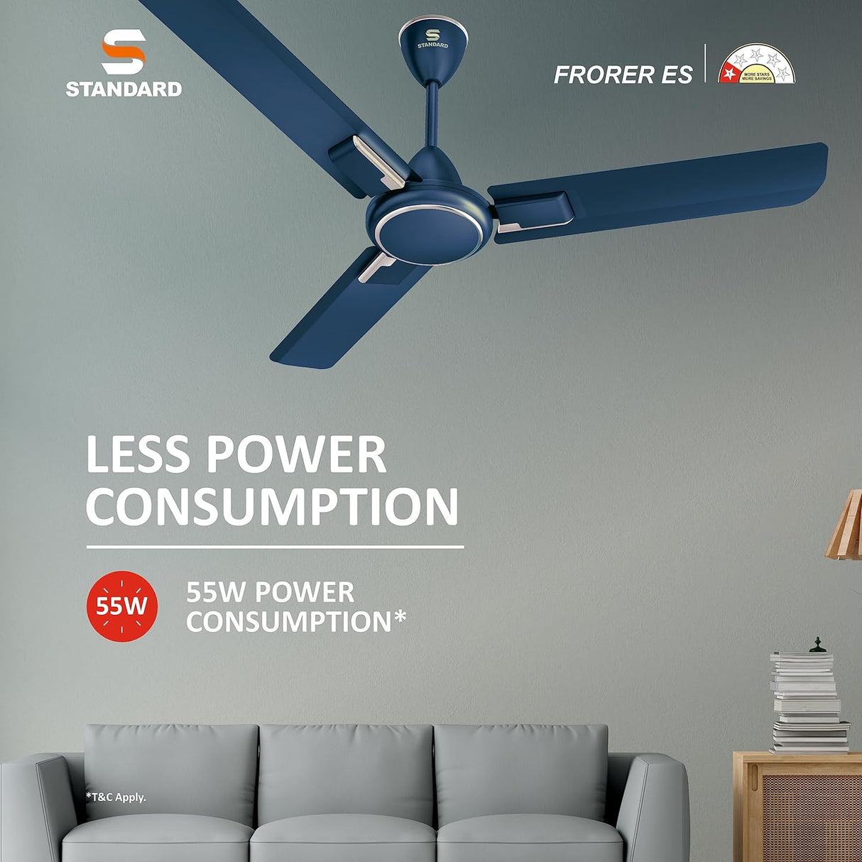 Havells Standard Frorer 1200mm Ceiling Fan (Matt Blue Indigo Chrome)