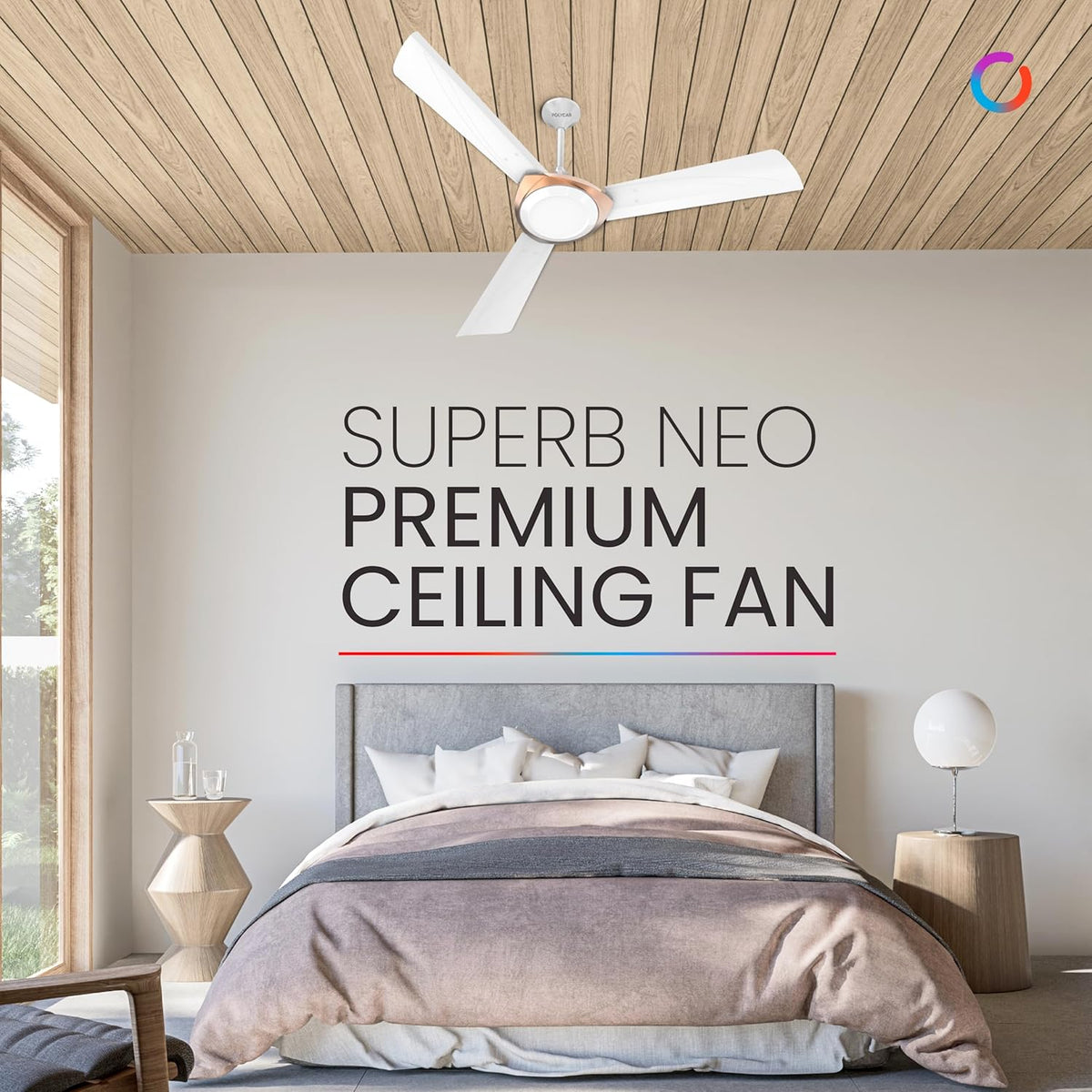 Polycab Superb Neo 1200 mm High Speed Ceiling Fan (White Bronze Gold)