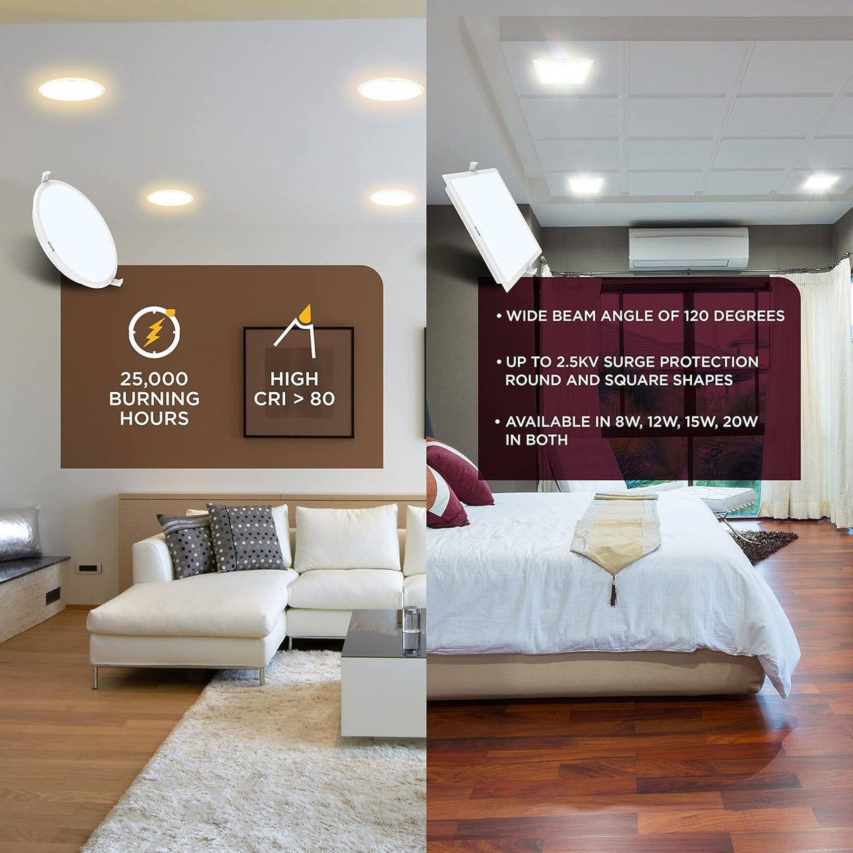 Polycab Scintillate 3-in-1 Color Changing LED Panel Light (Square, 20-Watts)