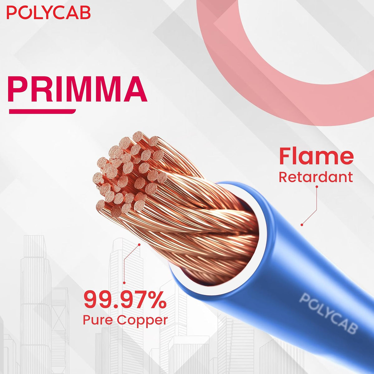 Polycab Primma LF-FR 0.75sqmm 90m House Wire (Red)