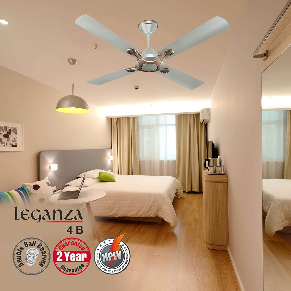 Havells Leganza 4 Blade 1200 mm Ceiling fan-Bronze Gold