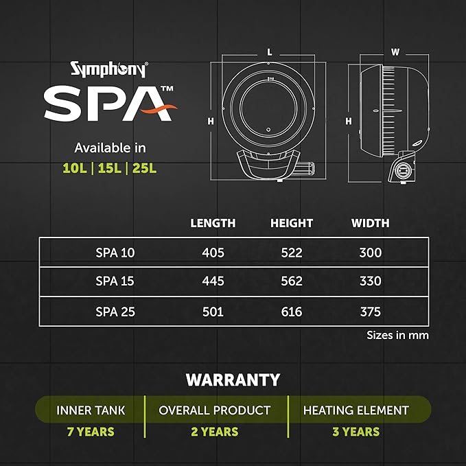 SYMPHONY SPA 25 LITRE STORAGE WATER HEATER