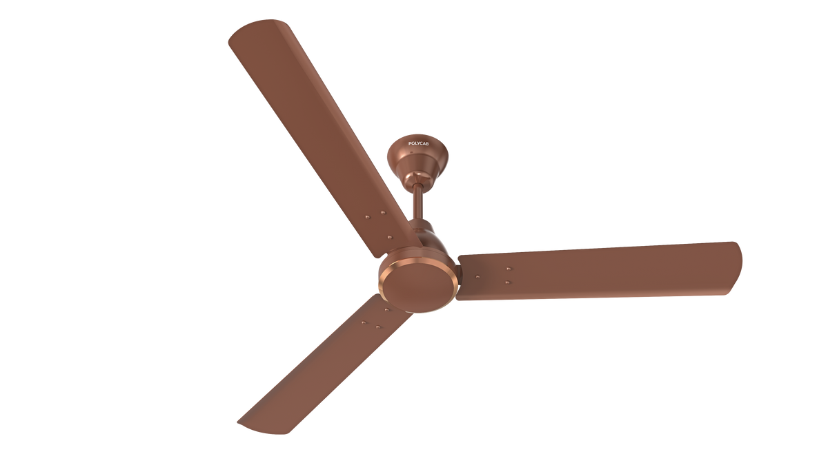 The Polycab Aero rush Ceiling fan in earth brown colour