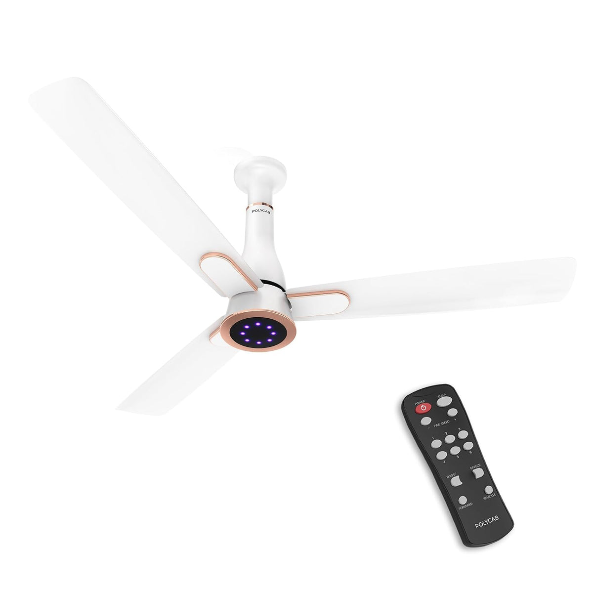 The Polycab Ceiling fan Everest white rose gold