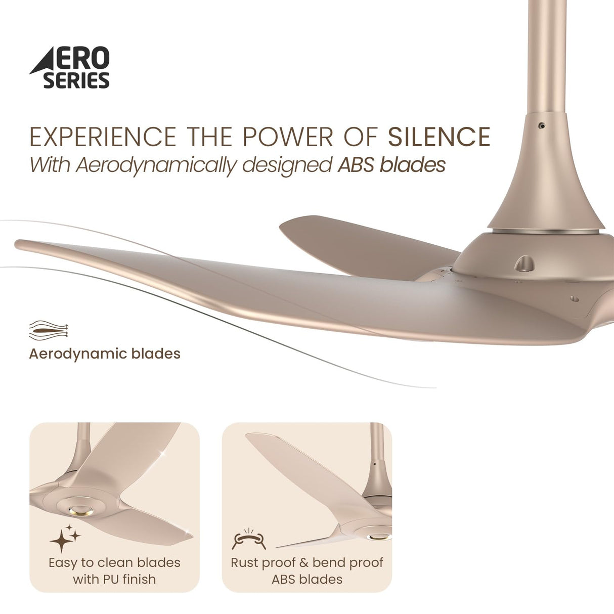 Orient Electric Aeroquiet 1230mm Premium Ceiling Fan (Mystic Gold)