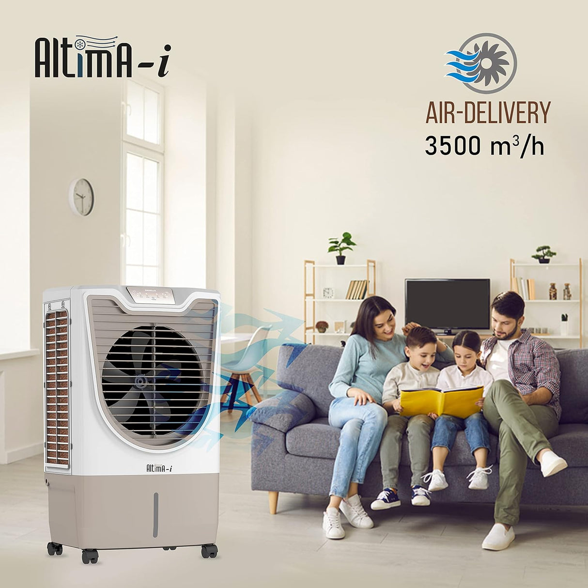 Havells Altima-I 70 Litre Desert Air Cooler with Remote | White Champagne Gold