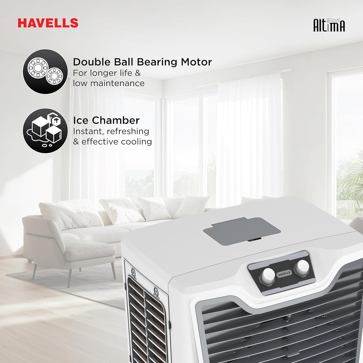 Havells Altima 70 Litre Desert Air Cooler | White Grey