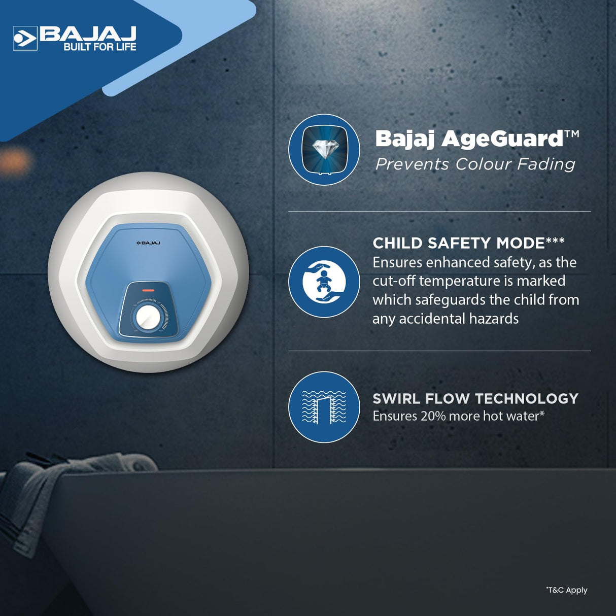 Bajaj Armour series Contempo 6 Litre Storage Water Heater Geyser | White | Free Installation