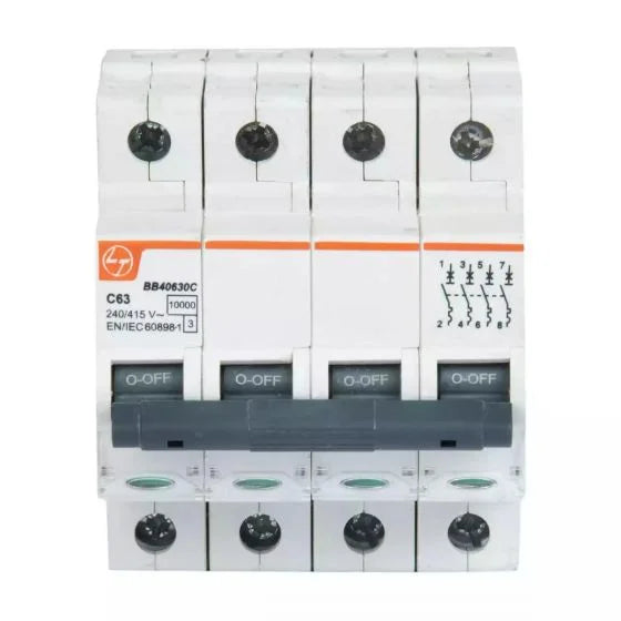 L&T Exora Four Pole C Curve 32A MCB BB40320C
