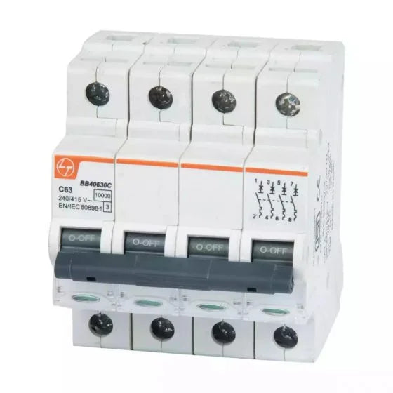 L&T Exora Four Pole C Curve 32A MCB BB40320C