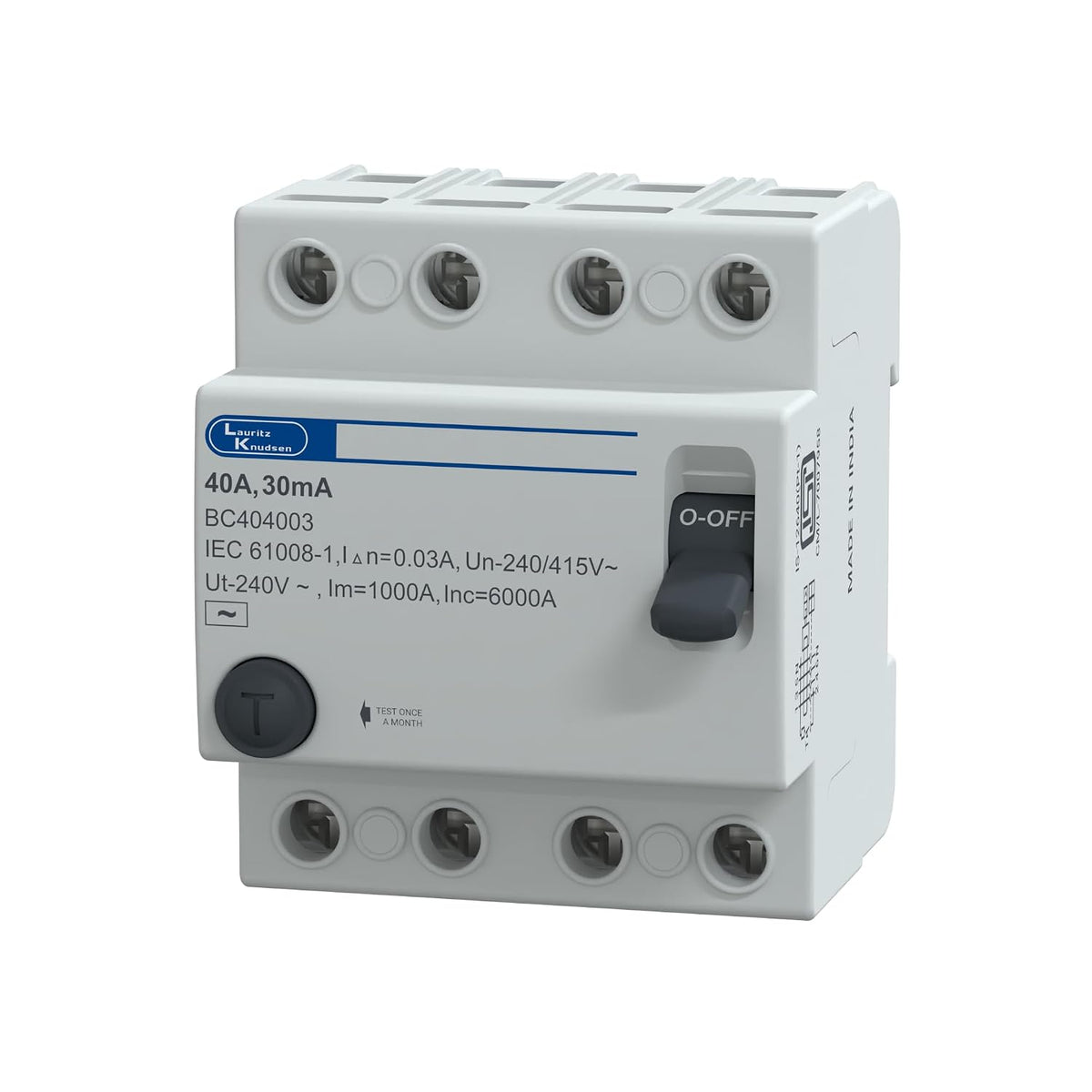 Lauritz Knudsen Tripper Four Pole 40A 30mA RCCB