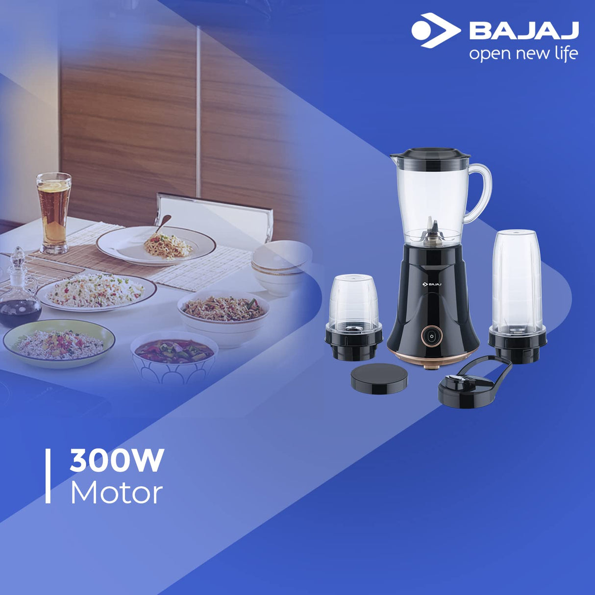 Bajaj NX-01 300 Watts Bullet Nutri-Pro Mixer Grinder |Black & Copper