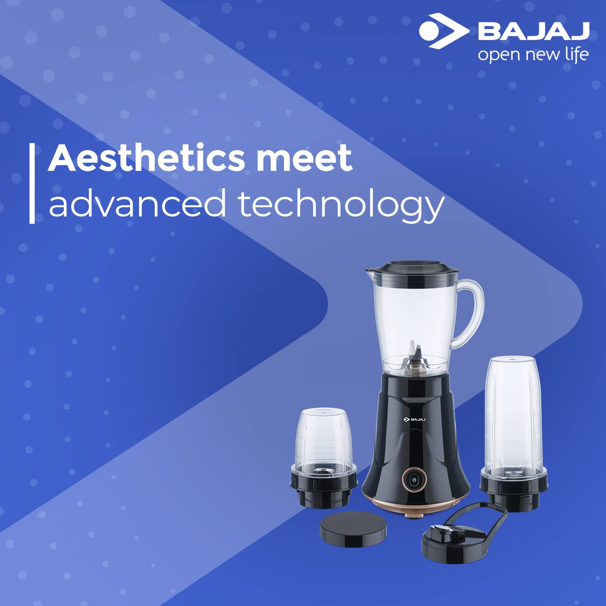 Bajaj NX-01 300 Watts Bullet Nutri-Pro Mixer Grinder |Black & Copper