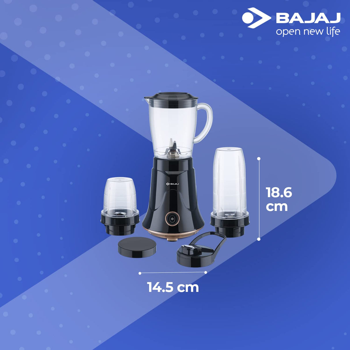 Bajaj NX-01 300 Watts Bullet Nutri-Pro Mixer Grinder |Black & Copper