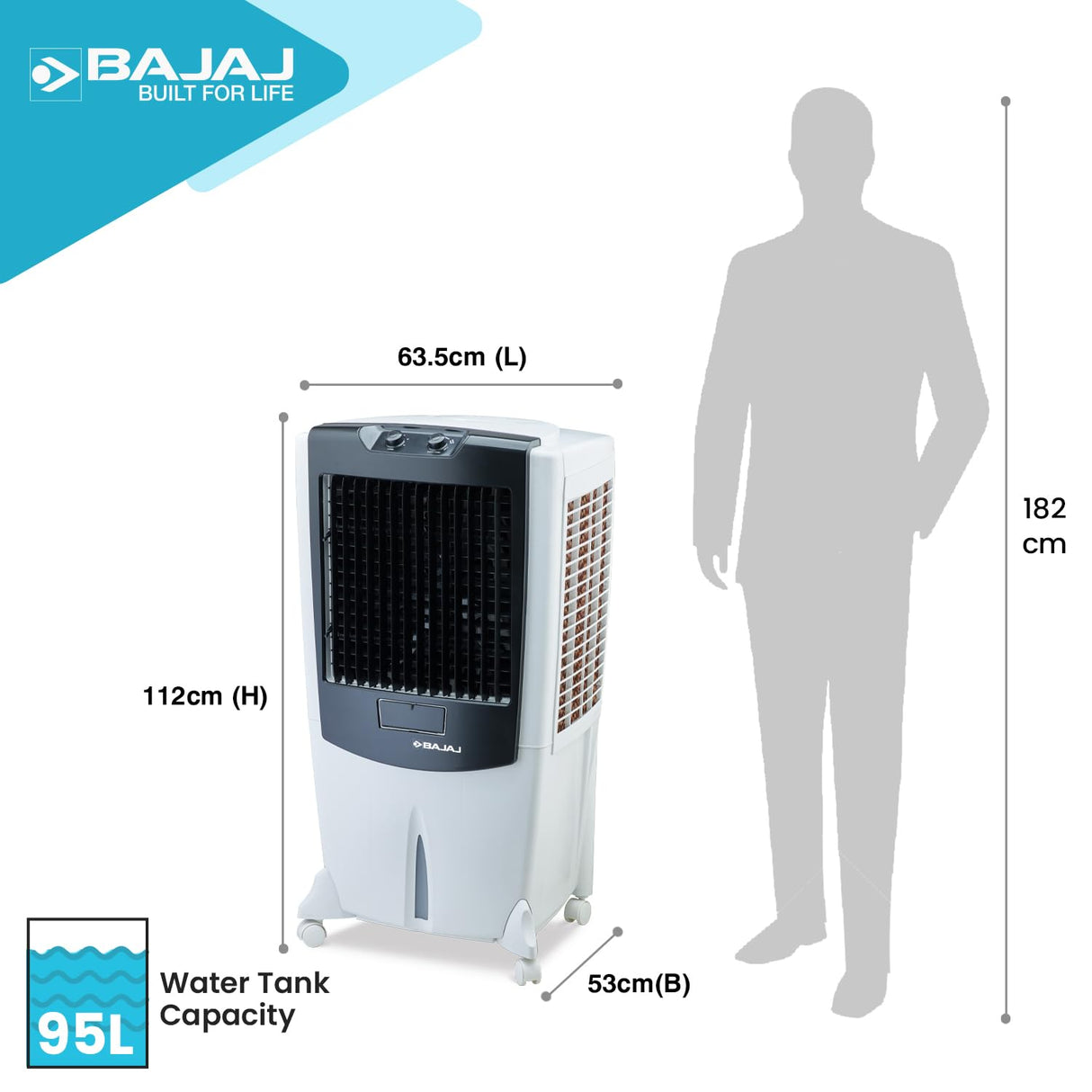 Bajaj Shield Series Mighty 95 Litre Desert Air Cooler | White