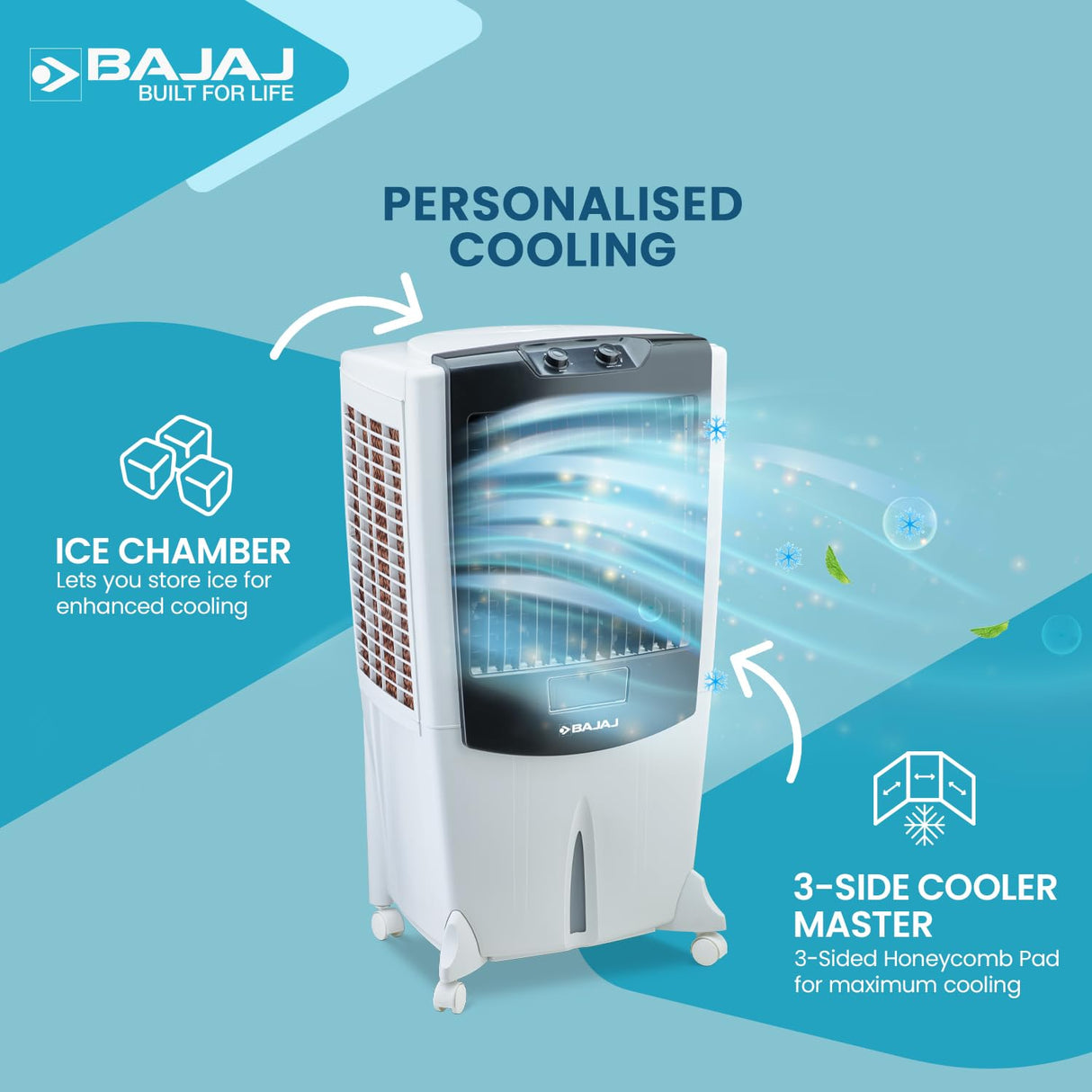 Bajaj Shield Series Mighty 95 Litre Desert Air Cooler | White
