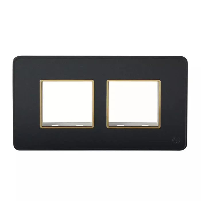 Lauritz Knudsen (Previously L&T) enGem 4 Module Cover Plate + Grid Frame (Stone Grey)