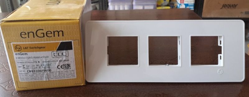 Lauritz Knudsen (Previously L&T) enGem 6 Module Cover Plate + Grid Frame (White)