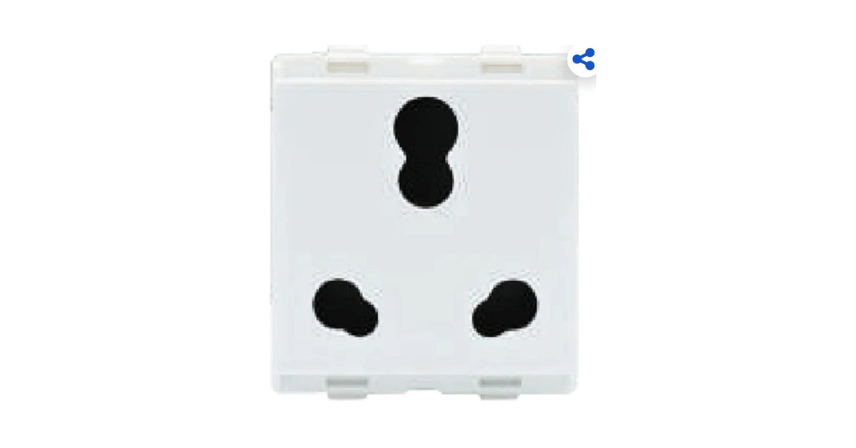 Lauritz Knudsen (Previously L&T) enGem 6A/16A 3-Pin Combi Socket with ISI 2M (White)