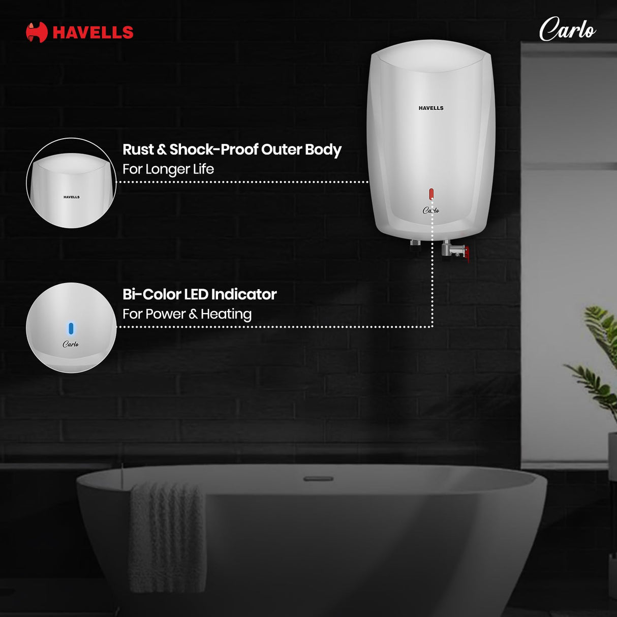 Havells Carlo 5 Litre Instant Water Heater Geyser (White)