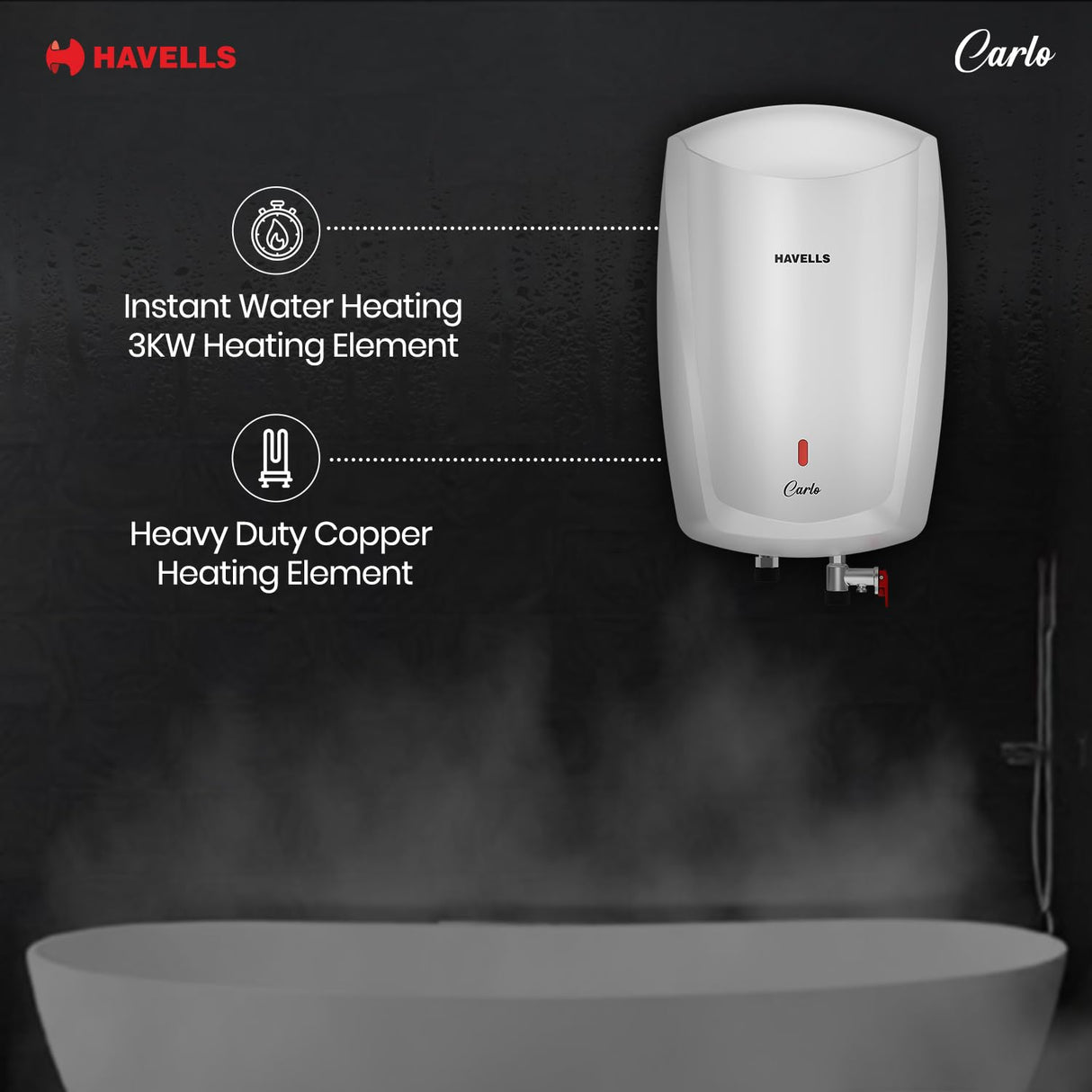 Havells Carlo 5 Litre Instant Water Heater Geyser (White)