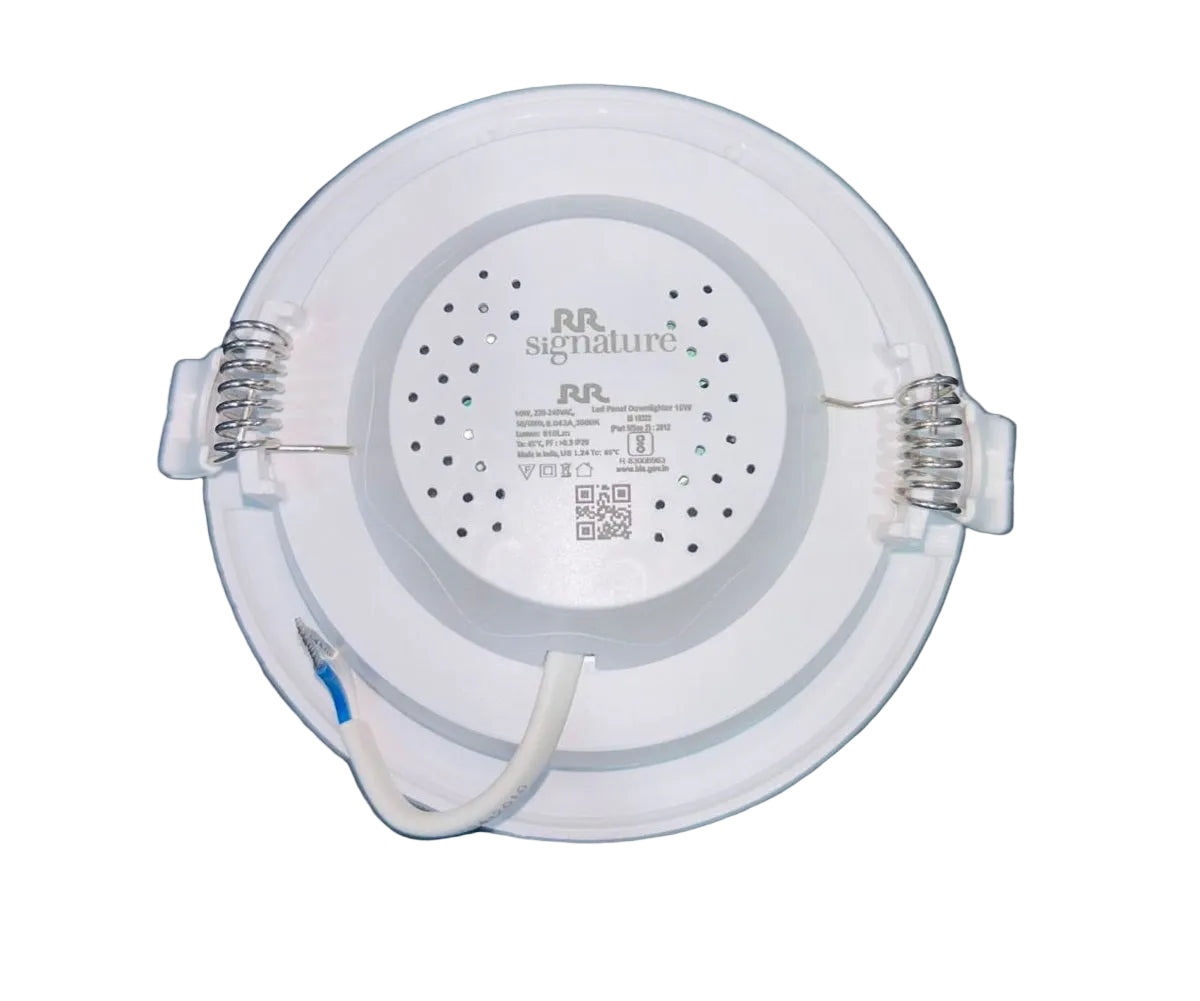 Backside of Round LED light fixture on a White background