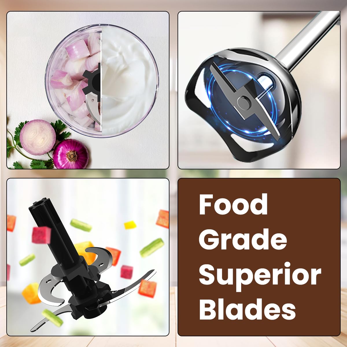 Crompton AMEO TRIO Hand blender+ Chopper+ whisker 300Watts (Black & Golden)