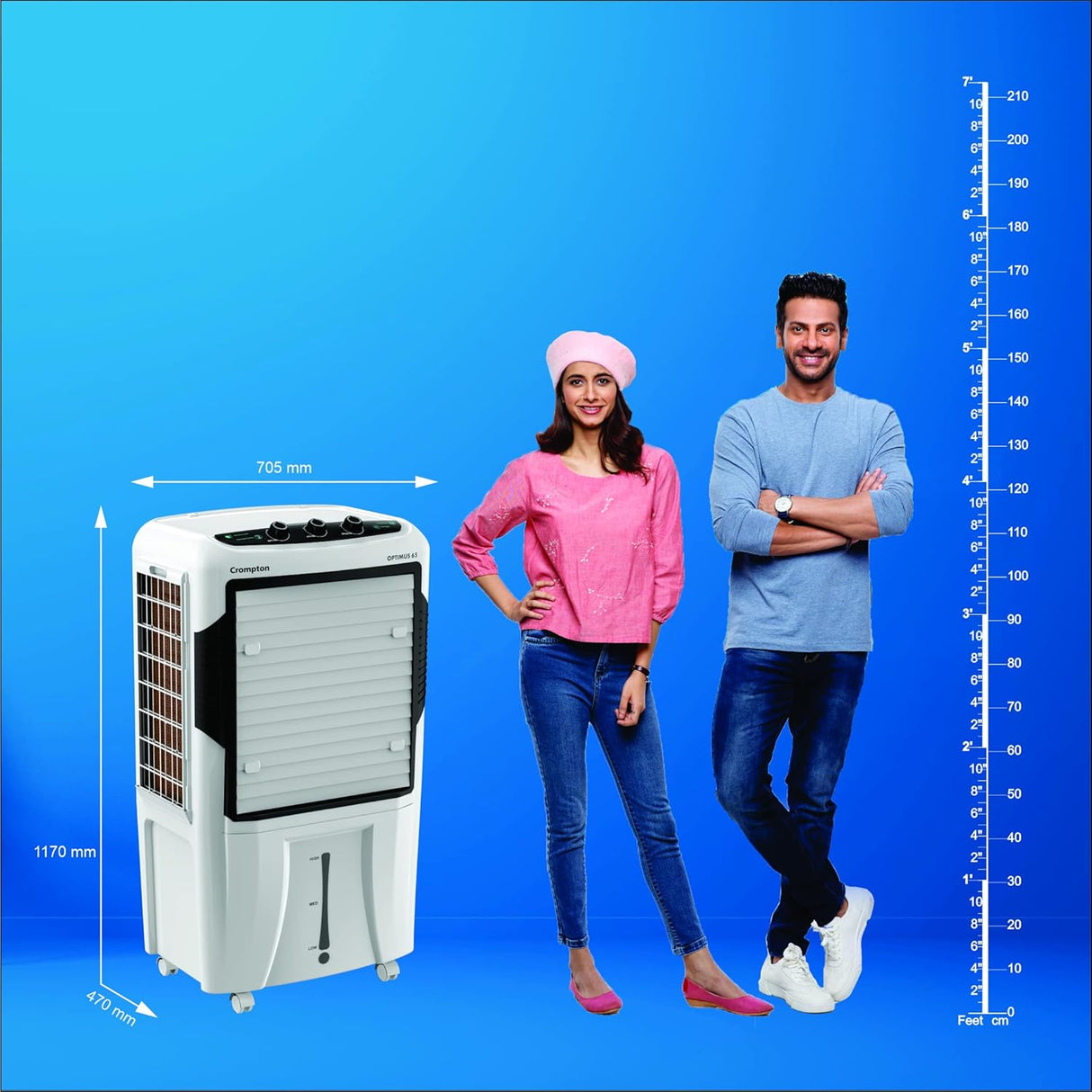 Crompton Optimus 65 Litre Desert Air Cooler | Auto-Fill & Drain | Humidity Control