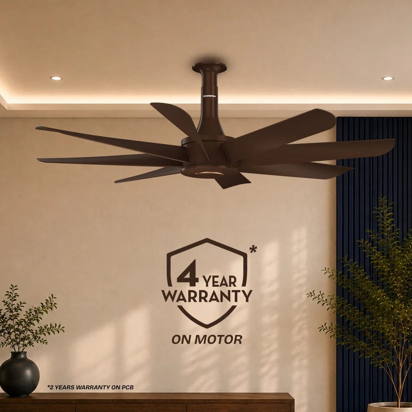 Crompton Luxian Statement Senze iOT 1320mm 8-Blade Ceiling Fan | Bistre Brown