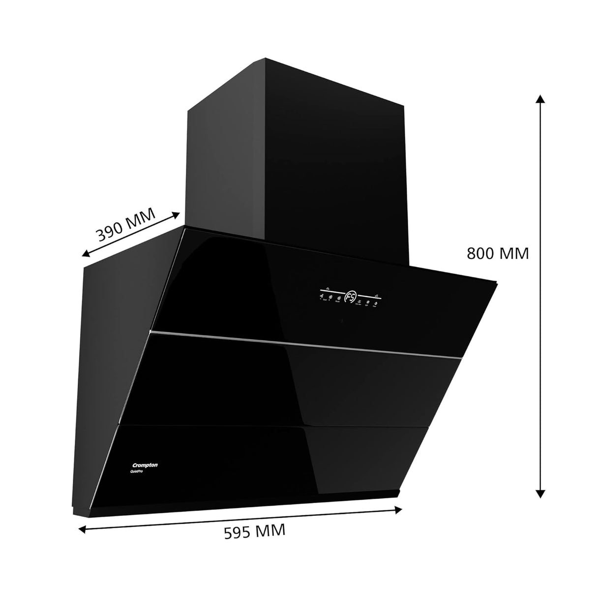 Crompton QuietPro Inclined 60cm Filterless Wall Mounted BLDC Kitchen Chimney (Black)