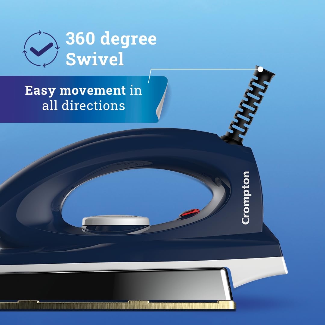 Crompton Rhino Plus Dry Iron has 360 Degree Swivel with easy movements in all directions