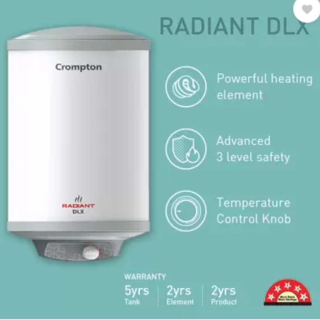 Crompton Radiant Dlx Storage Geyser 35 Litre (White)