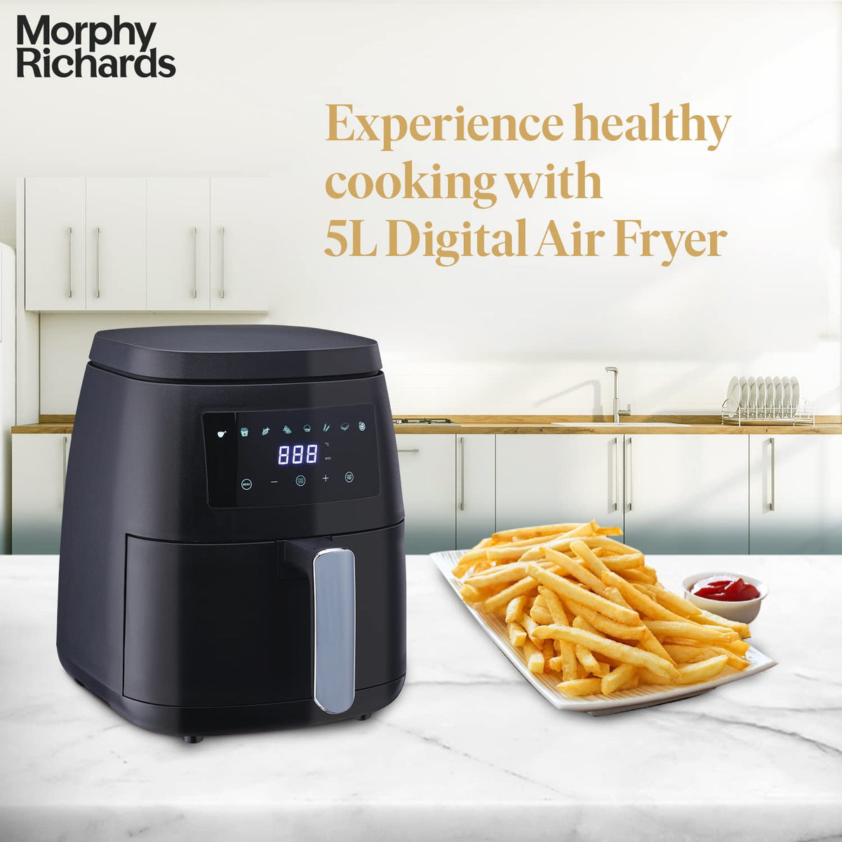 Morphy Richards 5-Litre Digital Air Fryer 1500W With Digital Control| Black