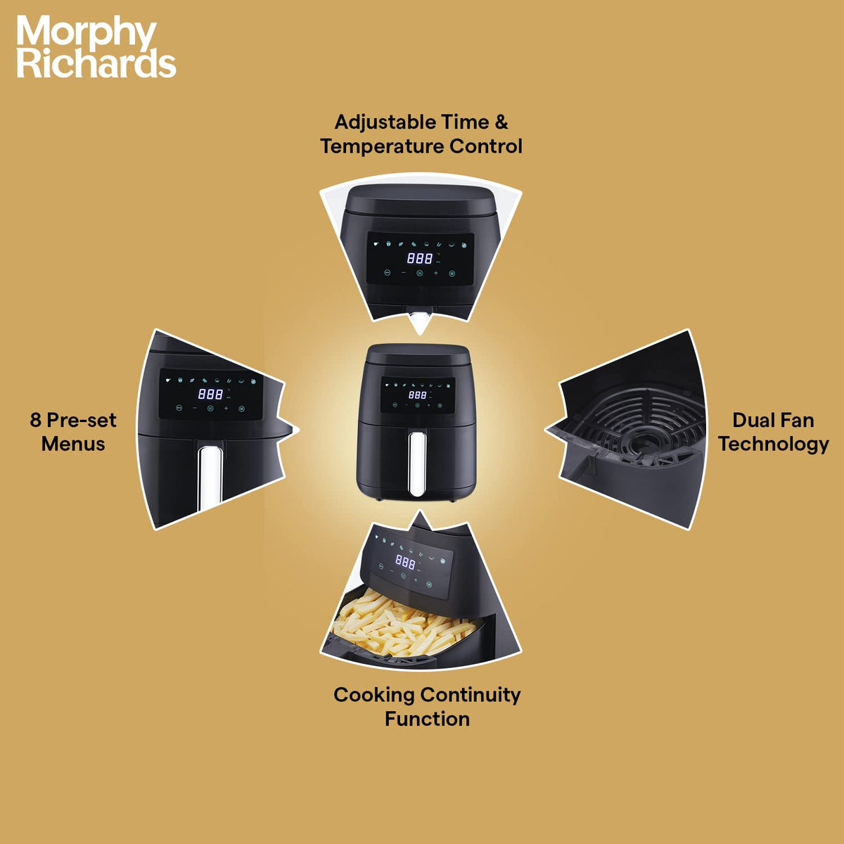 Morphy Richards 5-Litre Digital Air Fryer 1500W With Digital Control| Black